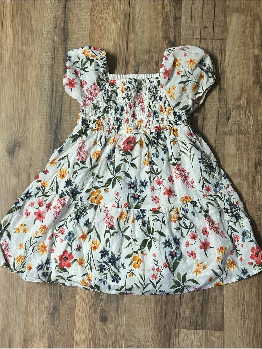 Old Navy Girls Size 3t Floral Print Smocked Dress Short Sleeve